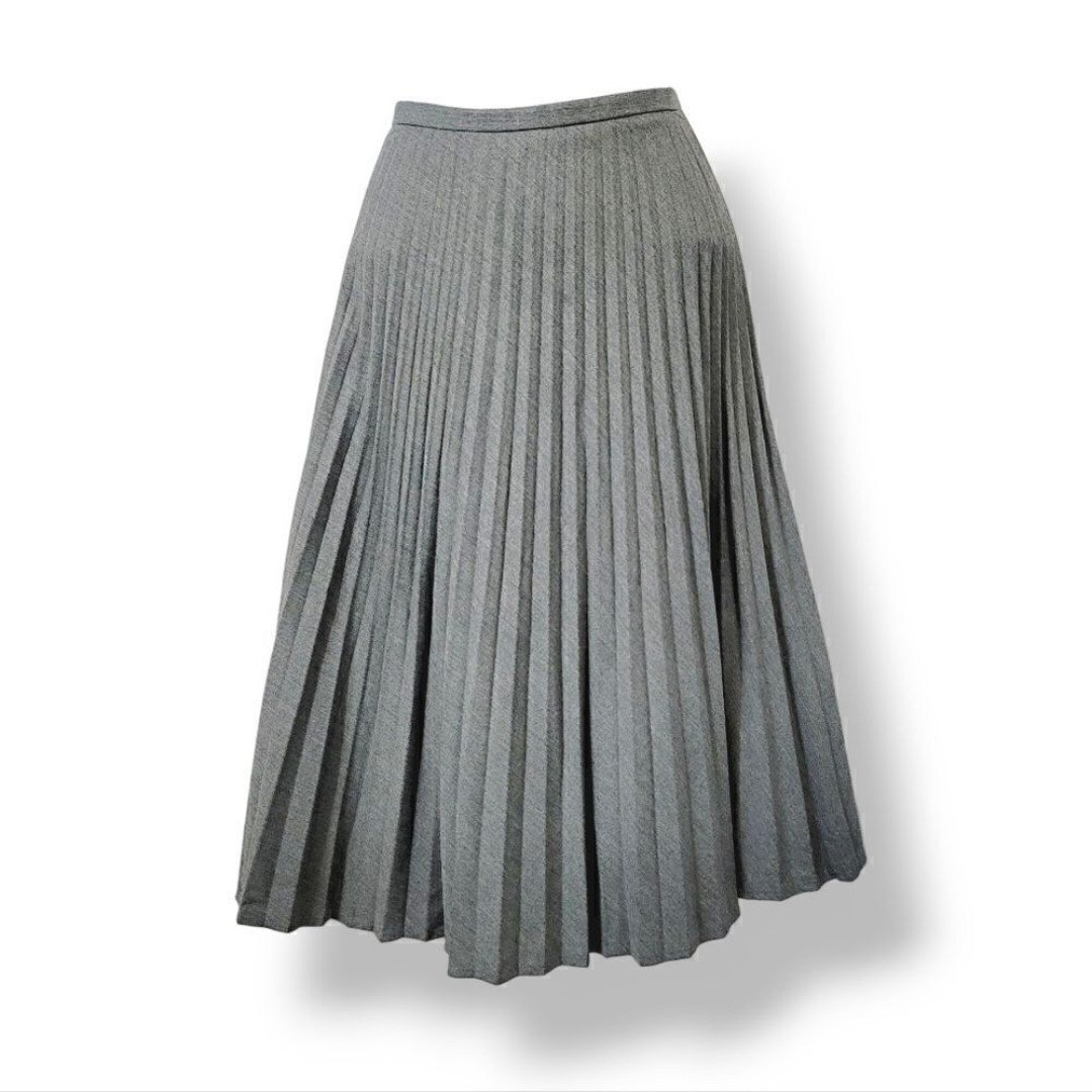 NEW Vintage 90s Evan Picone Accordian Pleat A-line Knee Length Skirt in Gray