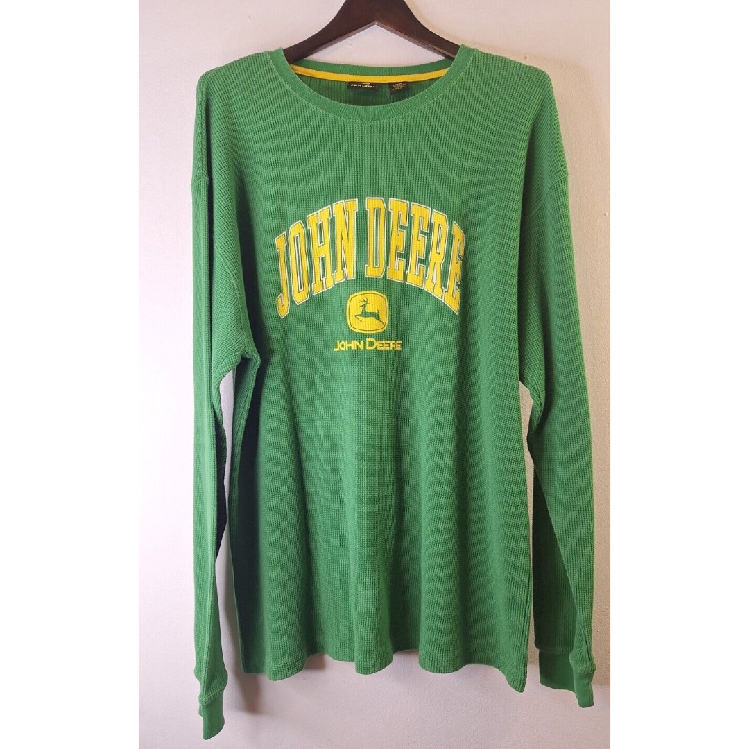 Vintage John Deere Thermal Waffle Knit L/S Shirt Men's XL 90's Graphic Outdoors