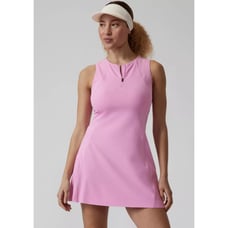 Athleta Ace 1/4 Zip-Front Tennis Golf Mini Dress Pink Lightweight Sz. Medium