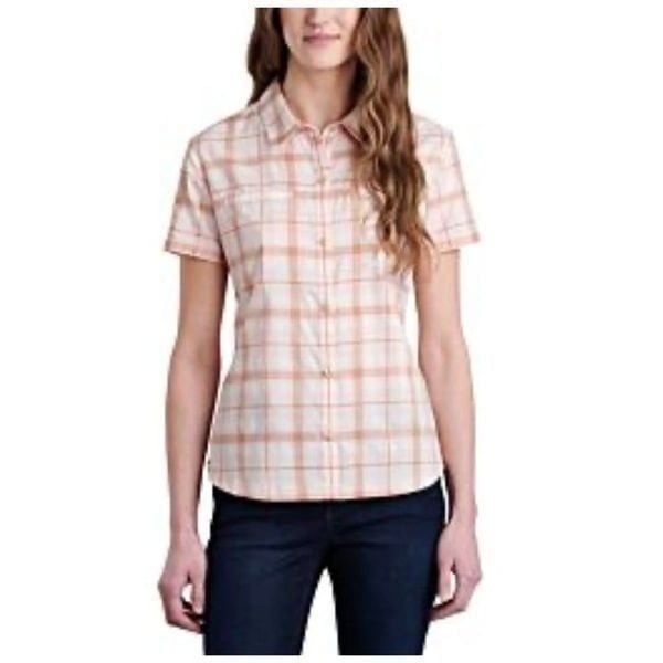 Kuhl Kamp Women Short Sleeve Plaid Shirt Size S