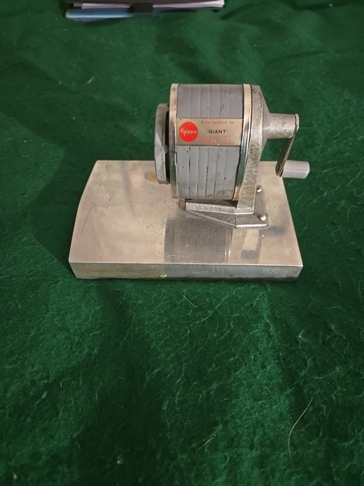 Vintage Apsco Giant Hand Crank 5-Hole Pencil Sharpener Wall Desk Mount US