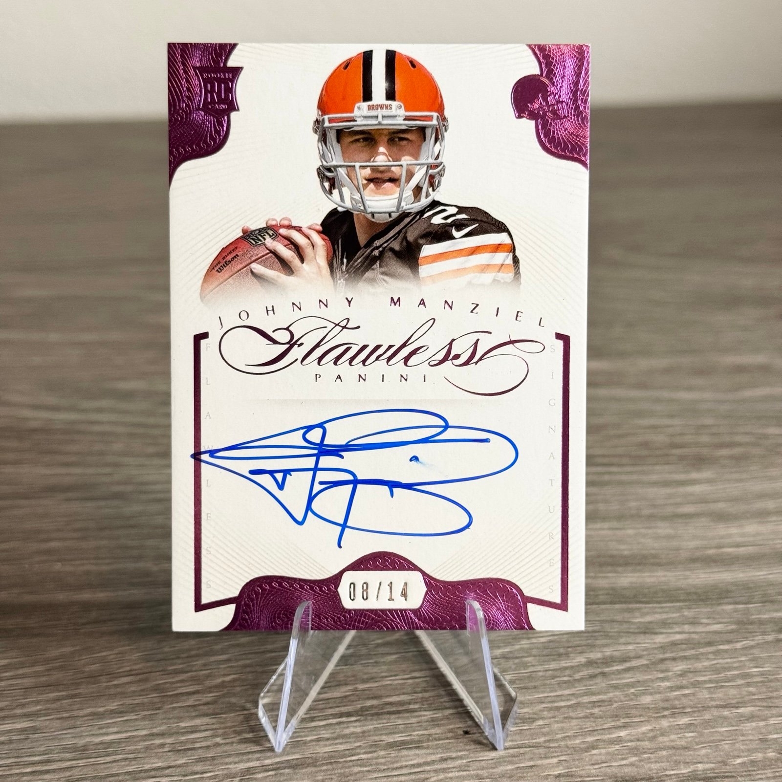 2014 Panini Flawless Johnny Manziel Pink Rookie Auto /14 #8