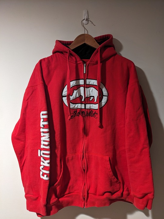 Vintage Y2K Ecko Unlimited Logo Red XX-Large Full Zip Hoodie