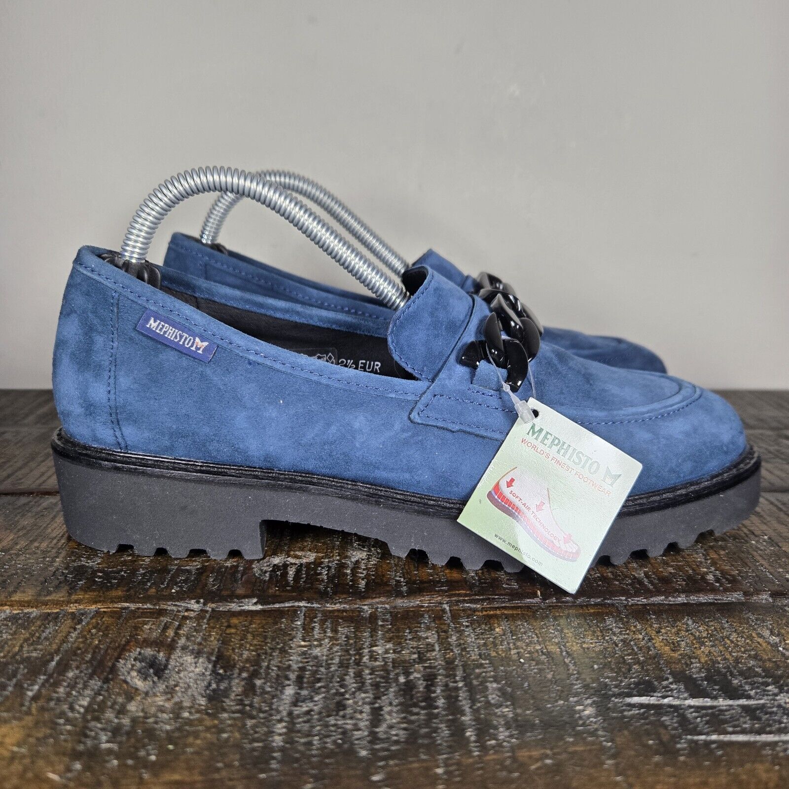 NEW Mephisto Salka Womens Size US 5 Lug Sole Slip On Loafer Shoes Blue Black