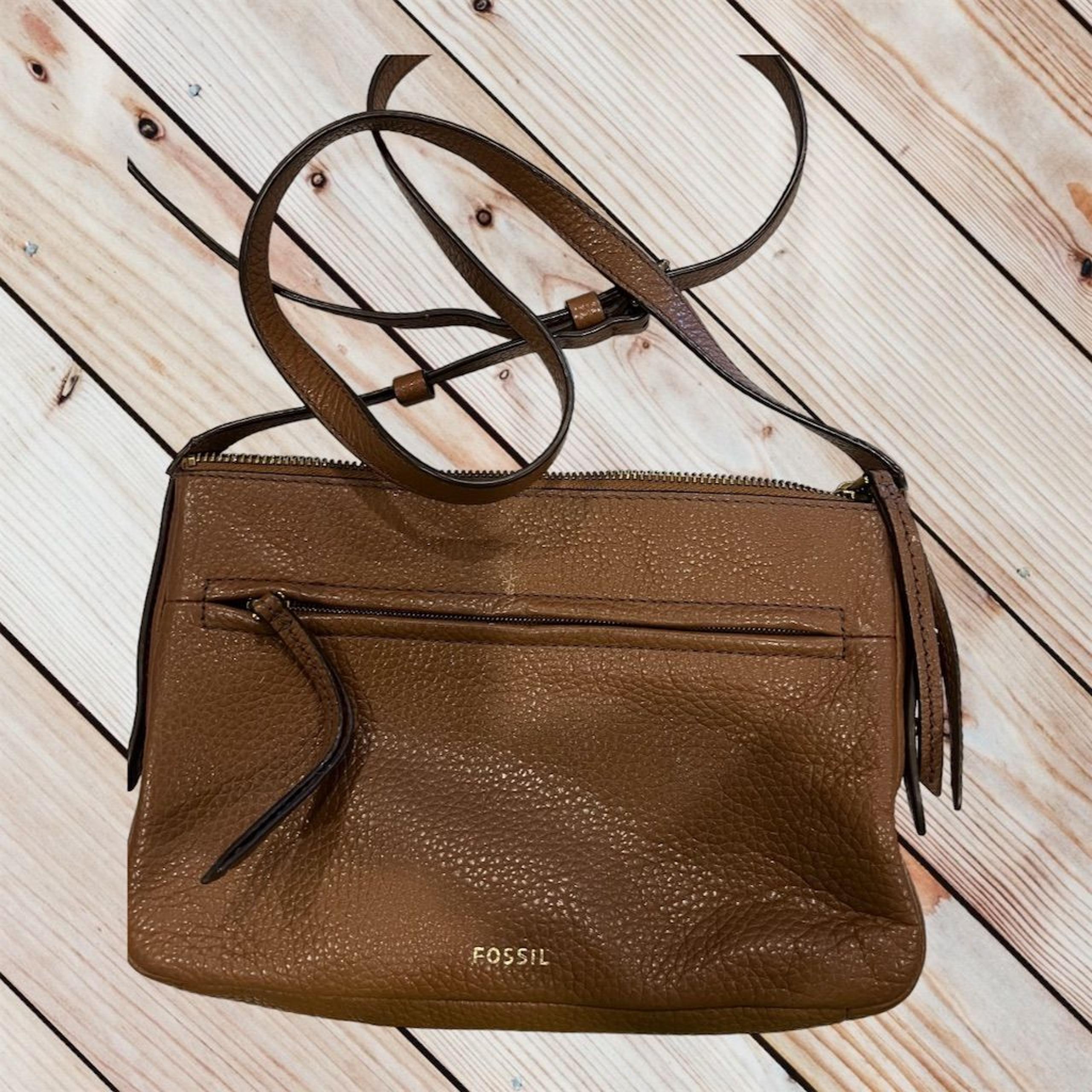 Fossil Gemma Women's Brown Pebbled Leather Crossbody Handbag