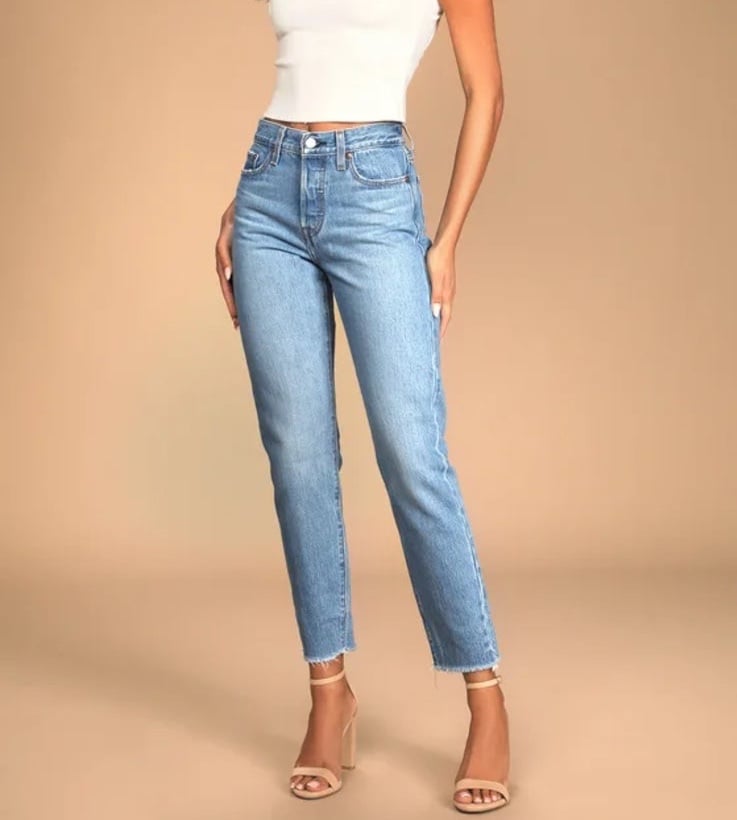 Wedgie Straight High-Rise Distressed Cropped Jeans