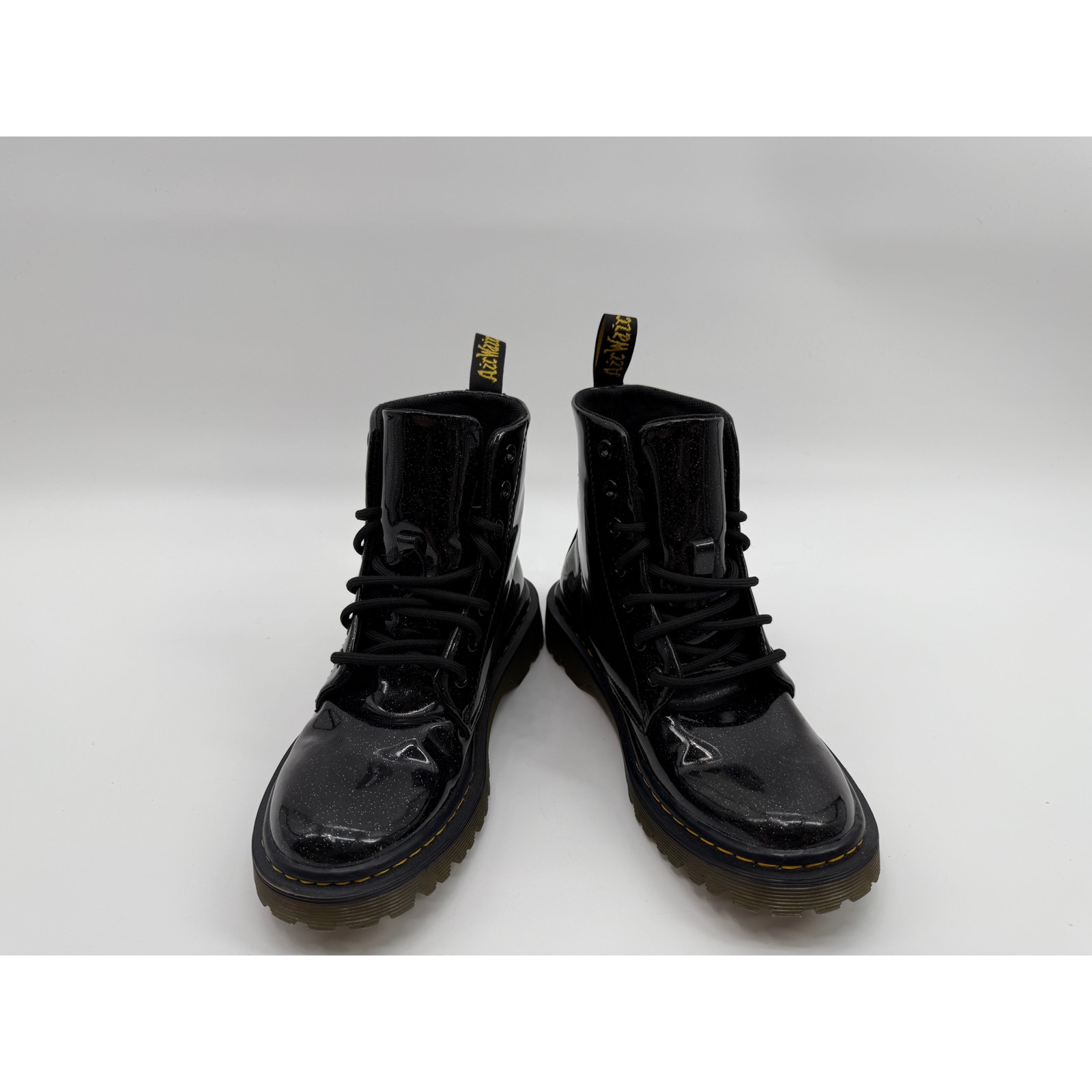 Dr. Martens Luana Combat Boots Black Glitter Patent Women’s Size 6 US