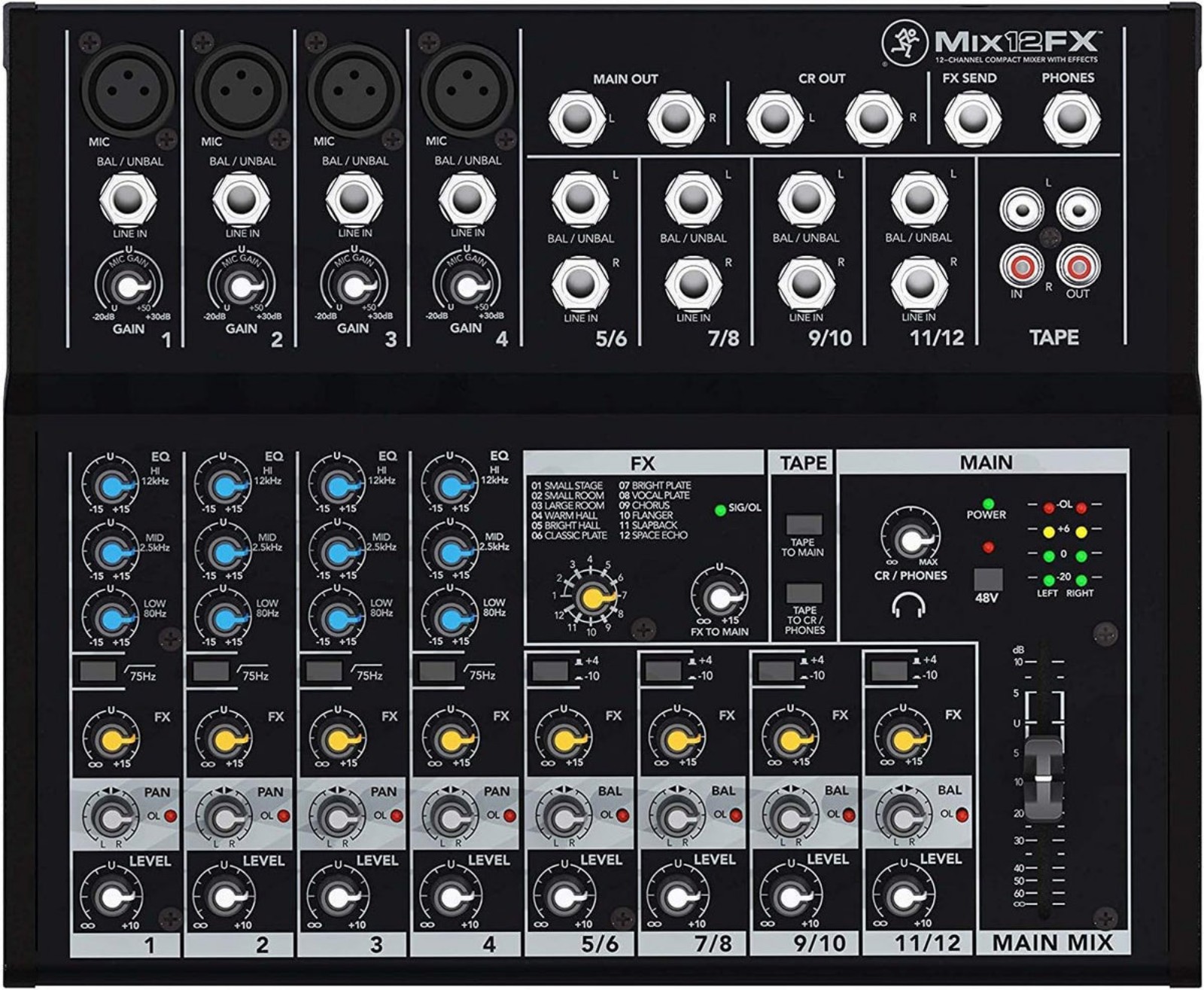 MackieMix12FX 12-Channel Compact Mixer with Effects (E2341)