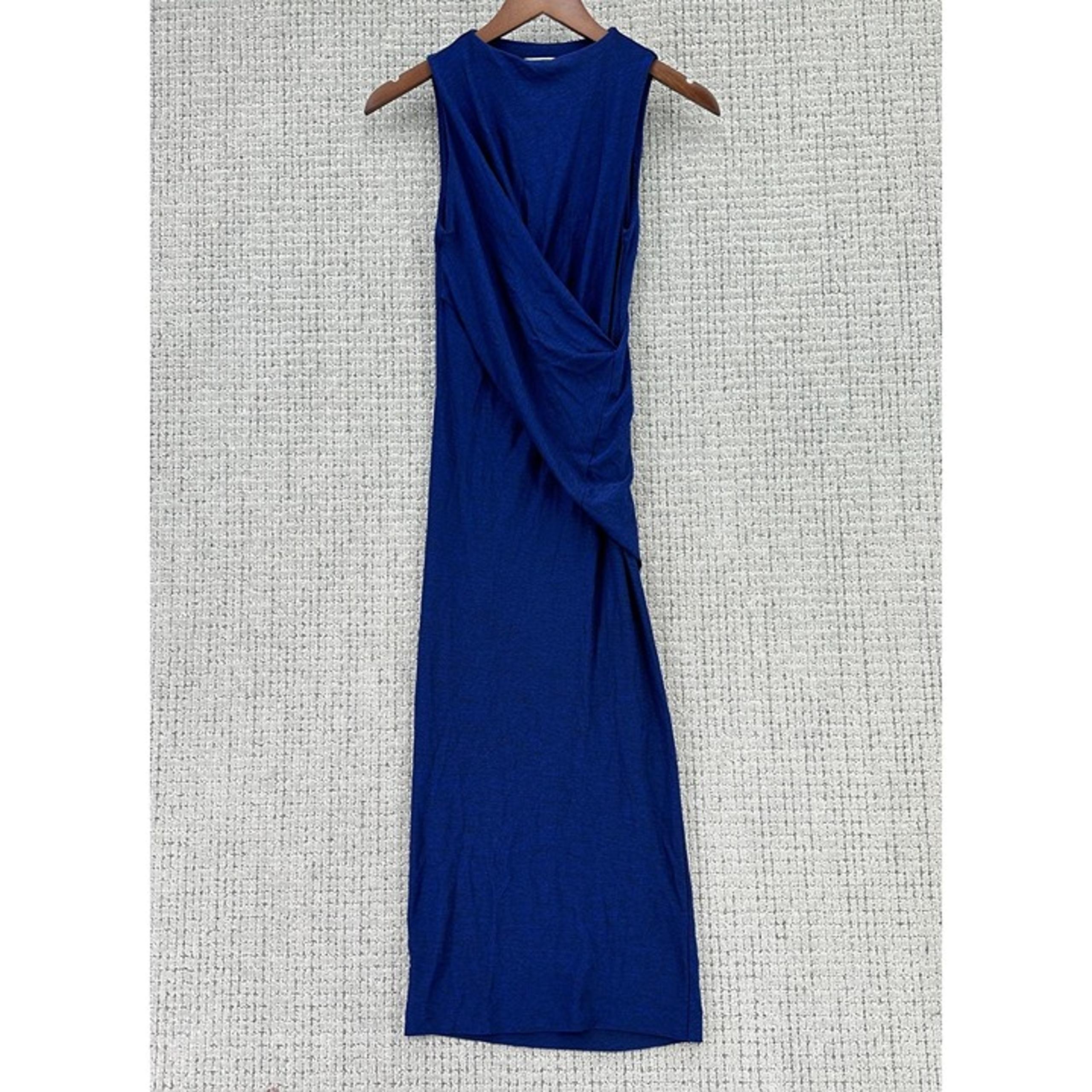 T by Alexander Wang Maxi Dress Womens Size XS Blue Sleeveless Bodycon Ruched