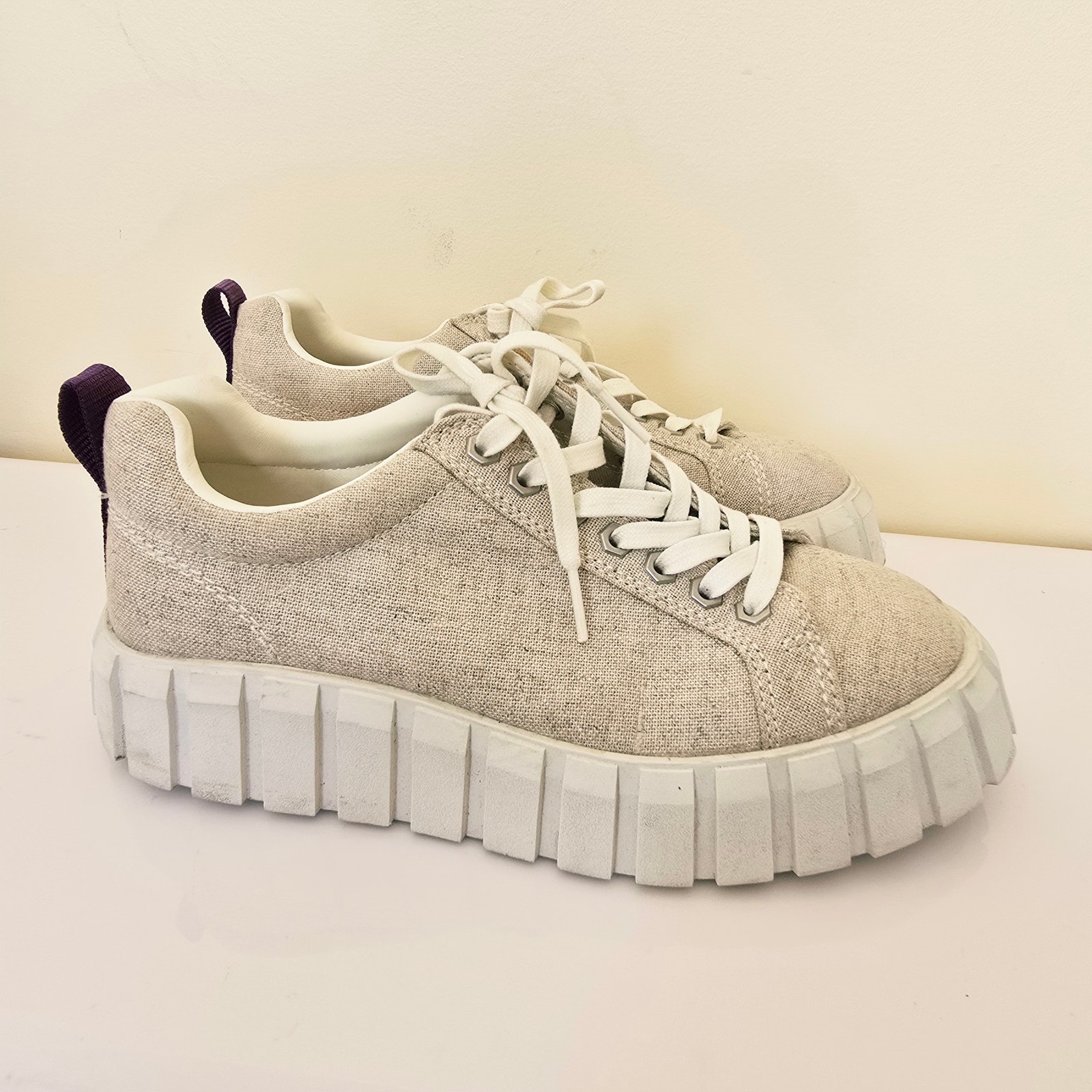 Eytys Odessa Canvas Sneakers Beige Cream Shoes Women's Size
