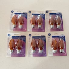 Lot Of 6 GE Lighting 75339 Amber 25-Watt 120-Lumen Flame Tip Light Bulbs 2 Pack