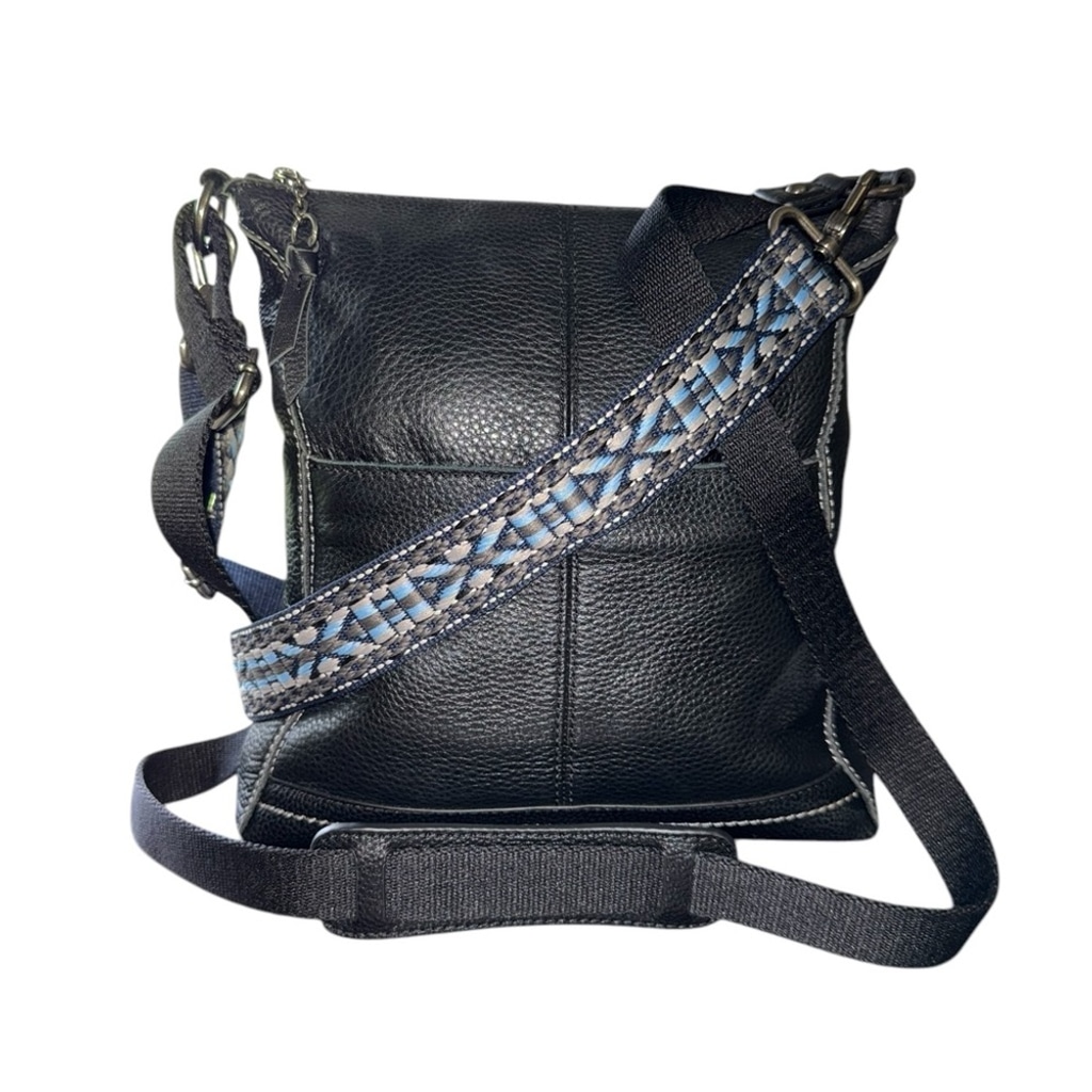 The Sak Lucia Leather Crossbody Bag with Woven Guitar Strap Adjustable Black