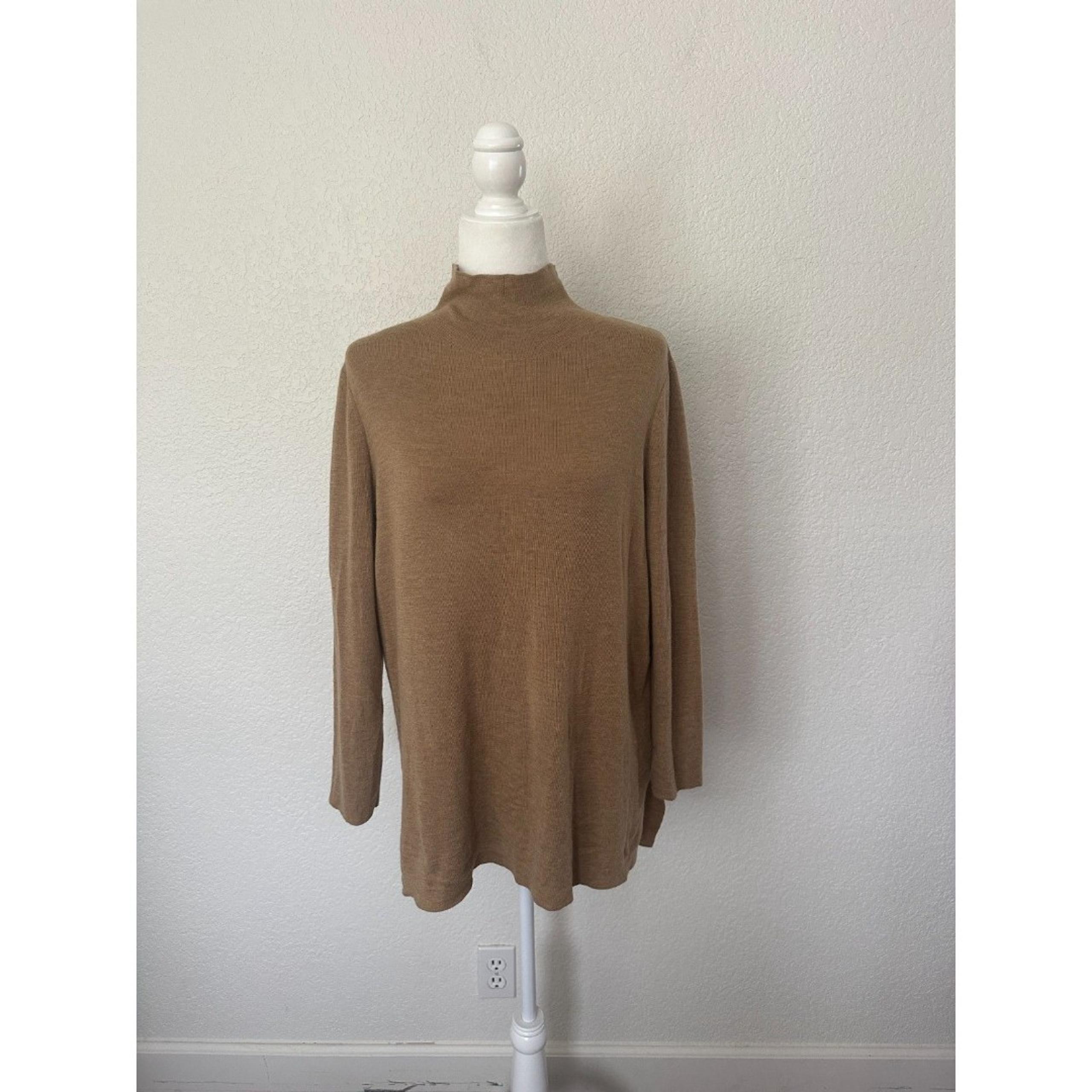 Eileen Fisher Honey Superfine Merino Scrunch Neck Tunic Sz Large