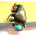 Native American Ring Puffy Leaf & Balls with Turquoise and Carnelian Stone