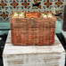 Vintage Wicker Country Utensil/Napkin Caddy w/Tropical Trees and Ceramic Tiles
