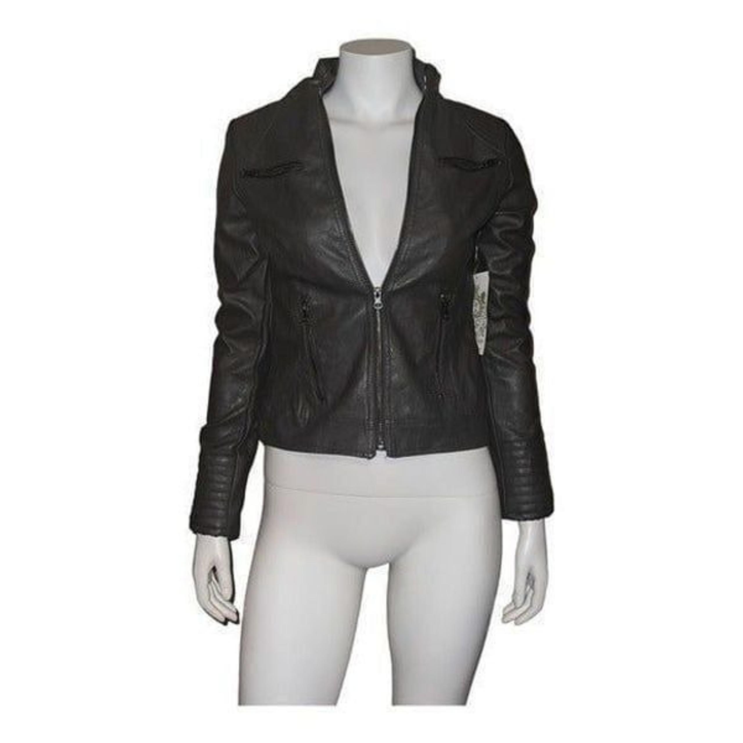 Maralyn & Me Juniors Faux-Leather Charcoal Moto Jacket Gray Extra Small NWT