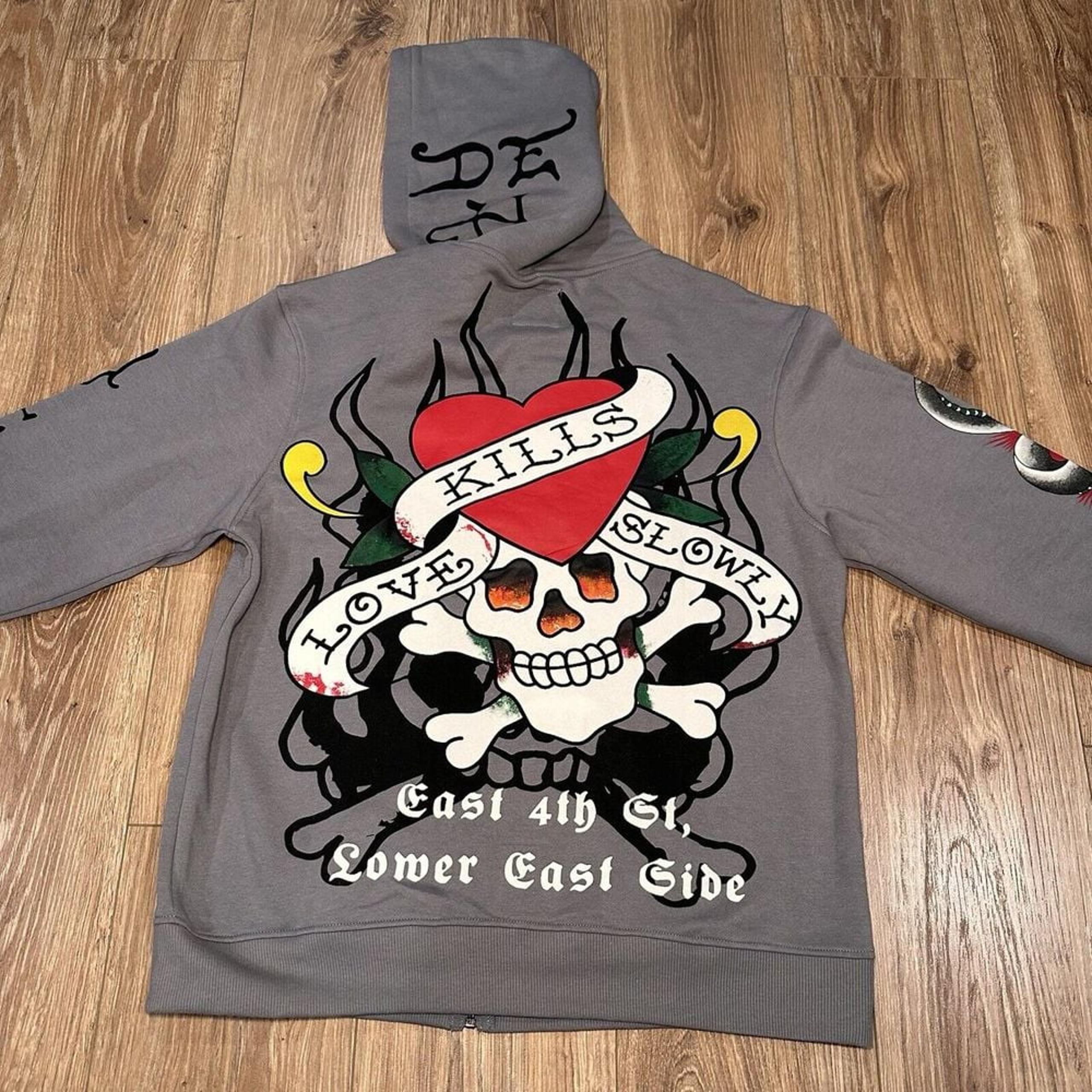 Ed Hardy Full Zip Hoodie Mens XL Christian Audigier Grunge Skater Skull Y2k NWT