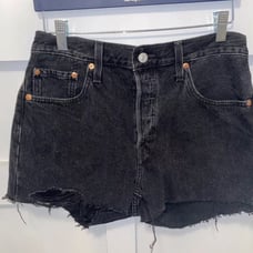 Levis 501 Original Womens Denim Cutoff Concealed Button Fly Lunar Black Shorts