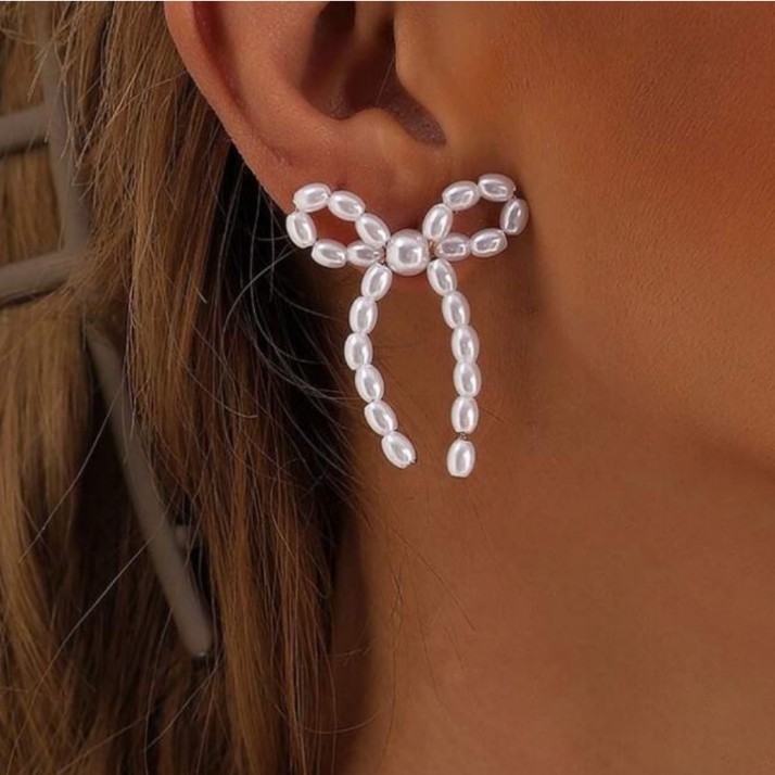 Anthropologie Pearl Bow Knot Earrings