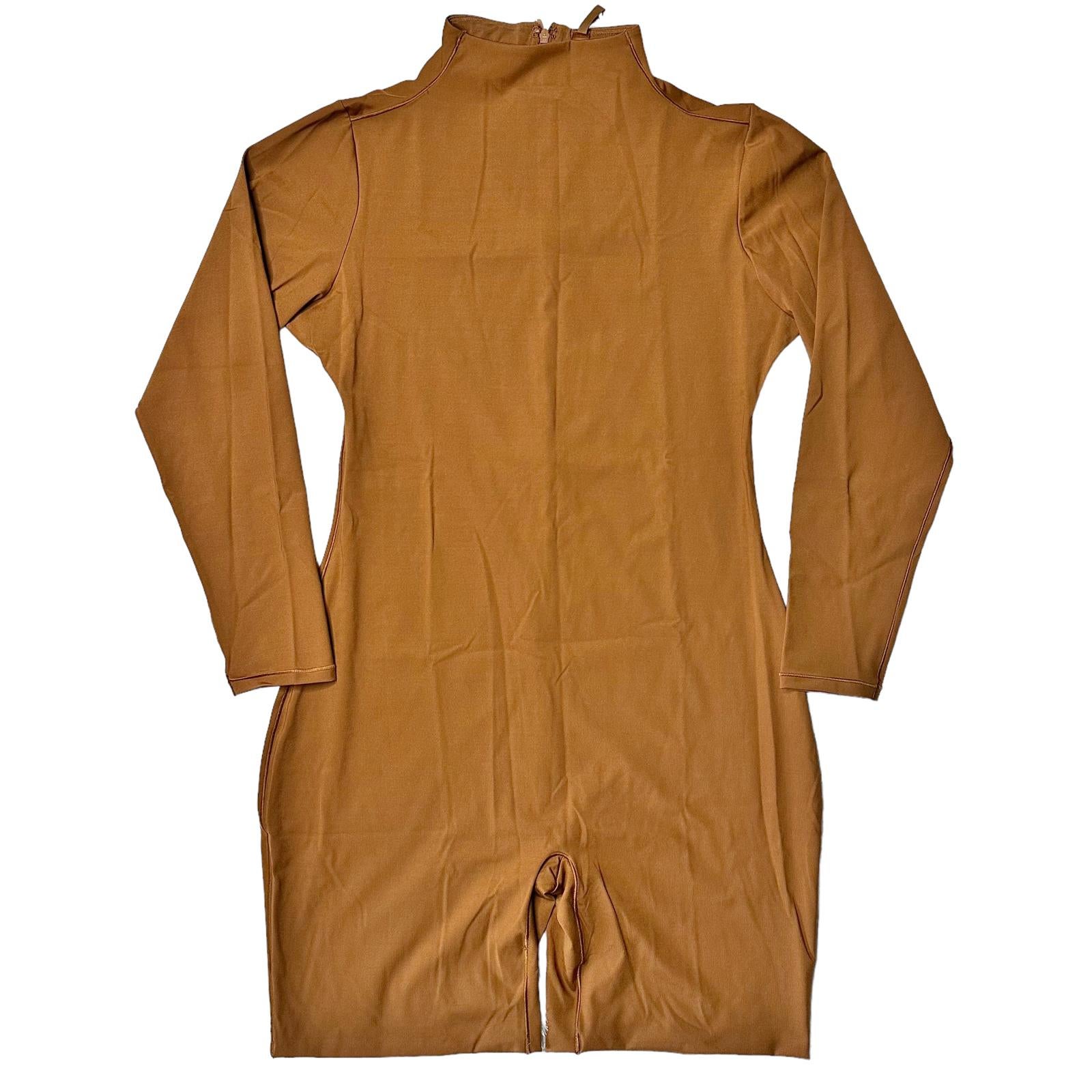 NWT Skims Rare All-In-One Mock Neck Long Sleeve Romper Caramel Womens 4X