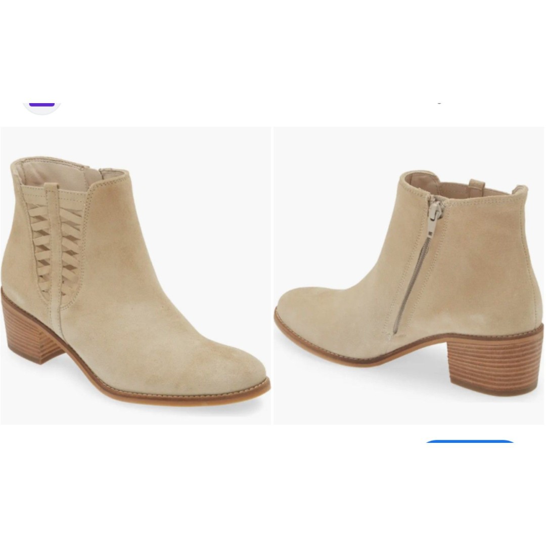 Paul Green Designer Suede Ankle Booties Beige Women's Size US 10 New 520