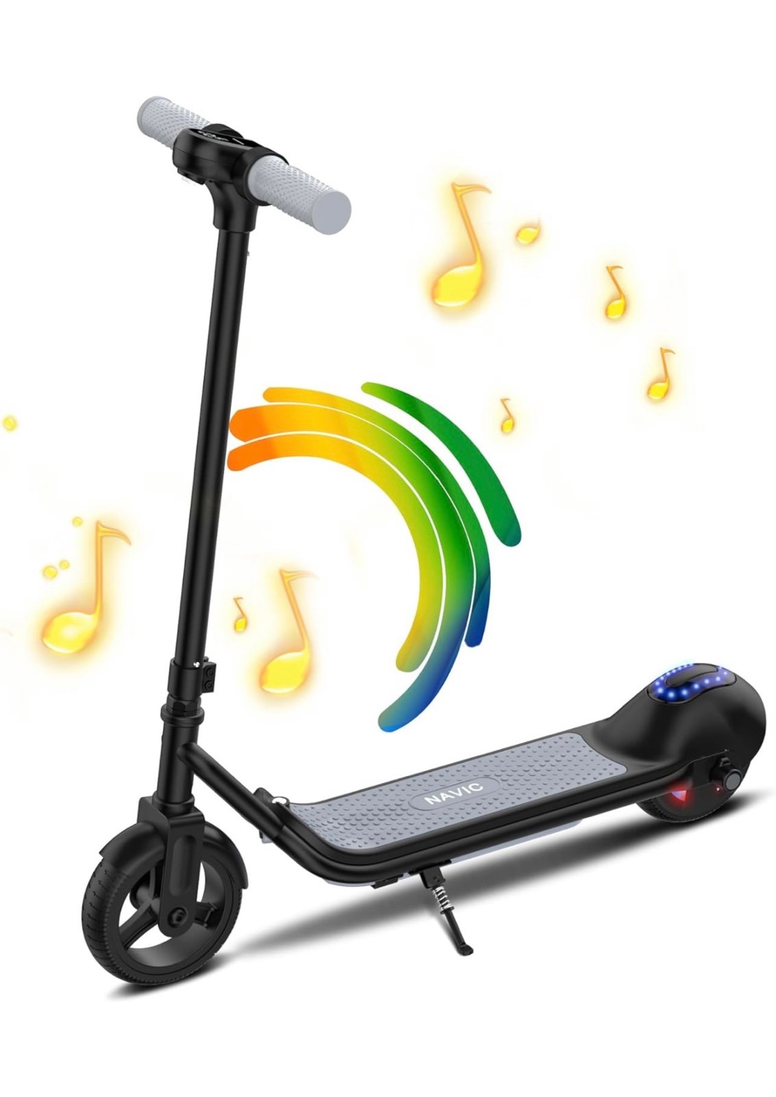 110W Motor, Electric Scooter with 6.5'' Solid Tires, Bluetooth Music and Rainbow
