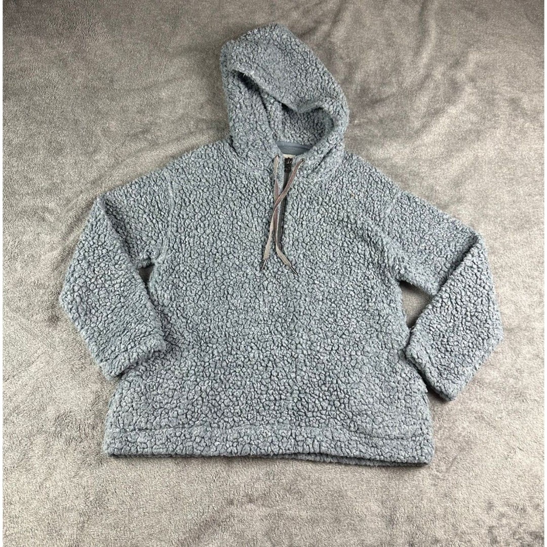 Dylan Los Angeles Faux Fur Fleece Hooded Pullover Quarter Zip Gray Size M Cozy