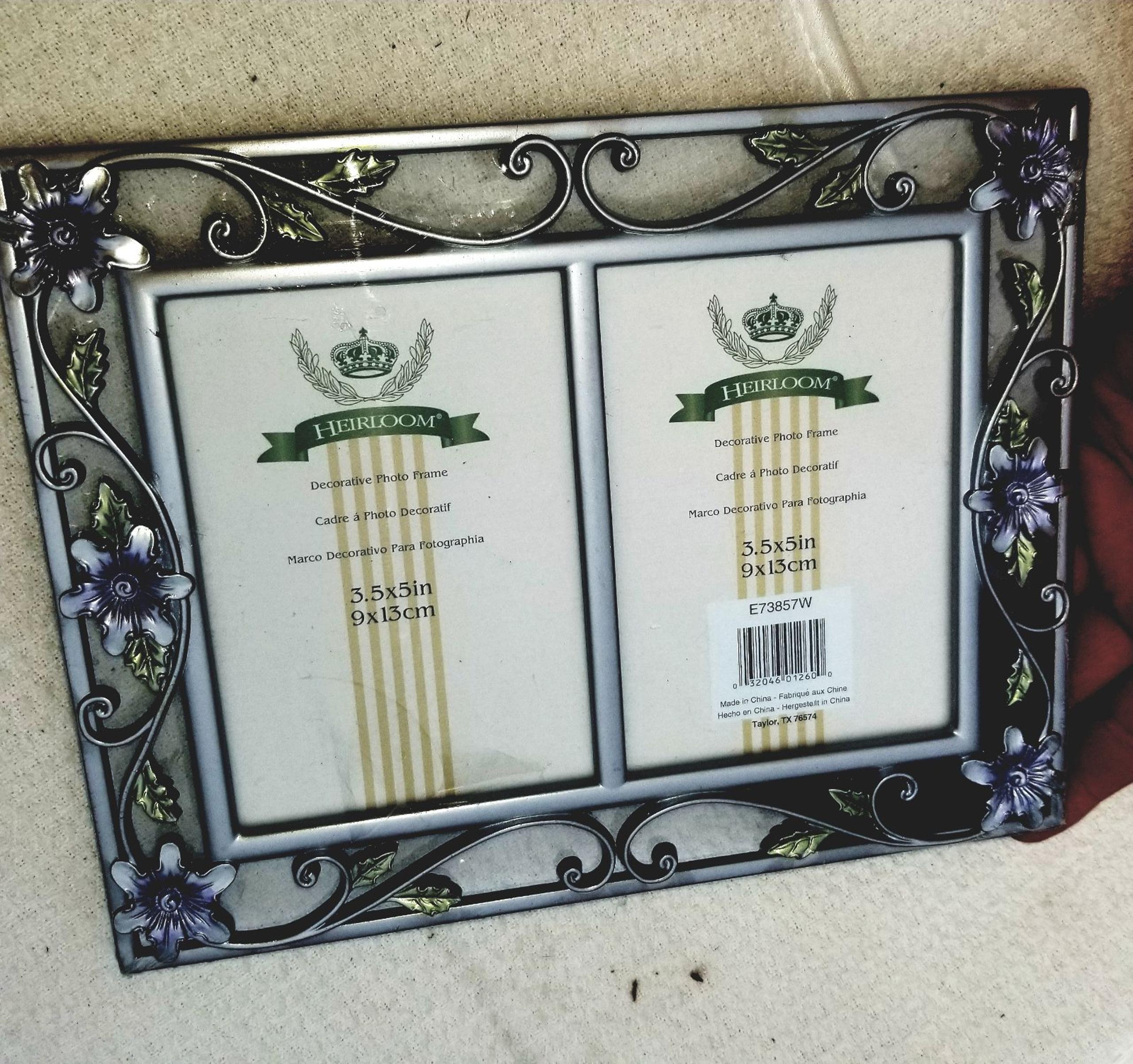 VINTAGE HEIRLOOM DOUBLE SIDED PEWTER Silver Metal Picture Frames Ornate Victoria