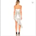 X by NBD | Frost Silver Asymmetrical Midi Dress