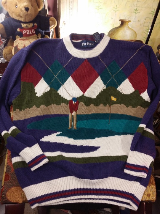 PAR FOUR Golf Course Sweater RARE Country Club Masters Caddy VTG Crewneck MENS L