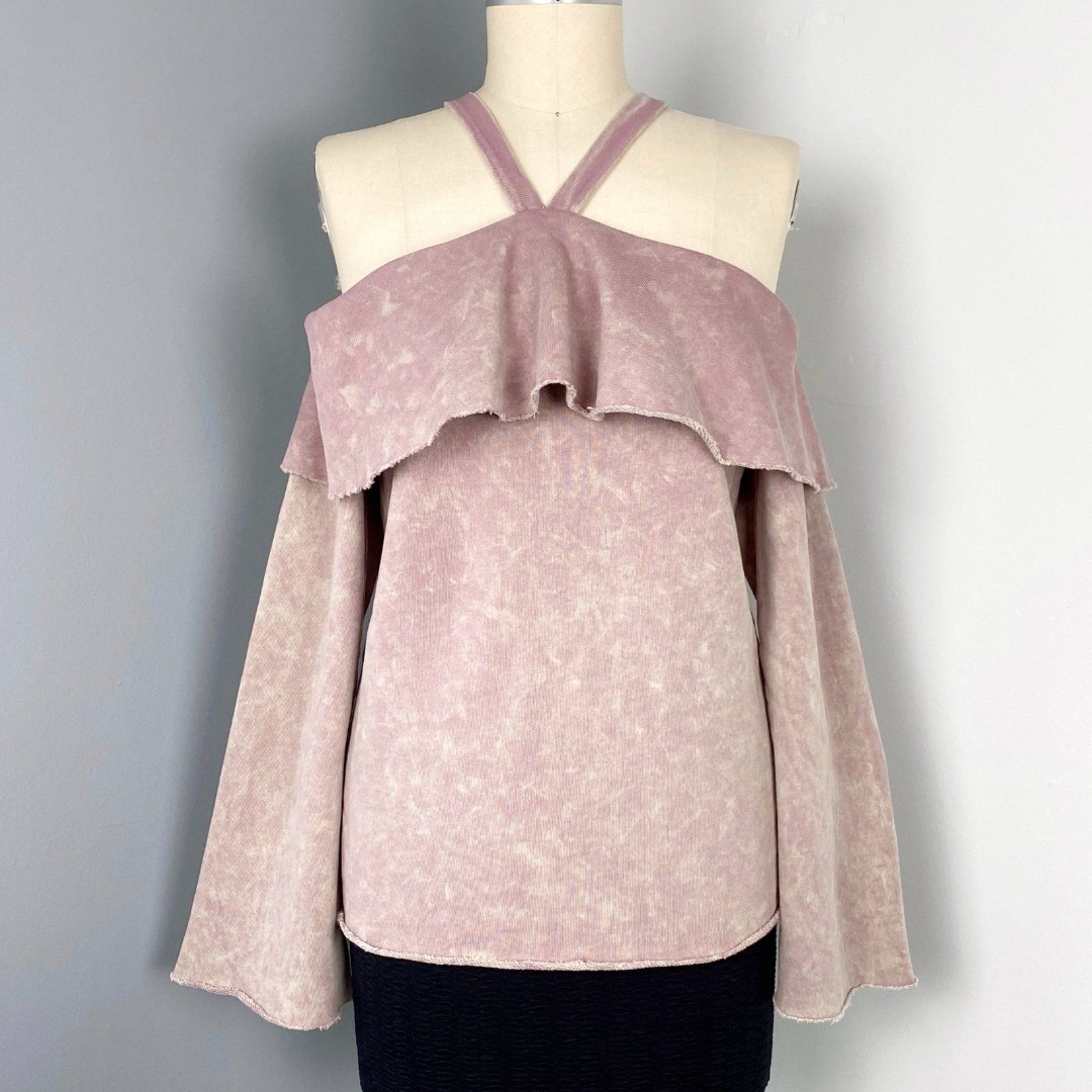 Fate Women's Off The Shoulder Sweatshirt Dusty Pink Size S