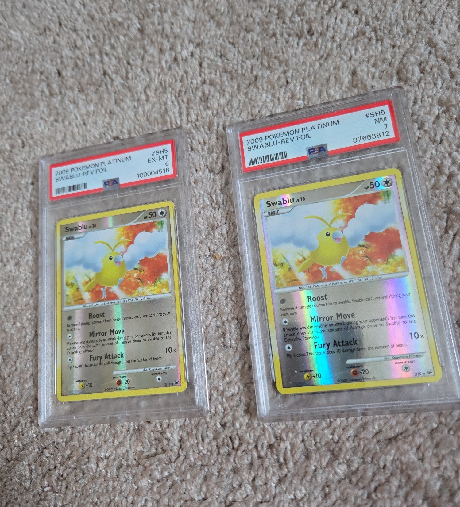 2009 psa graded holo pokemon platinum shiny swablu pokemon card sh5 bundle lot