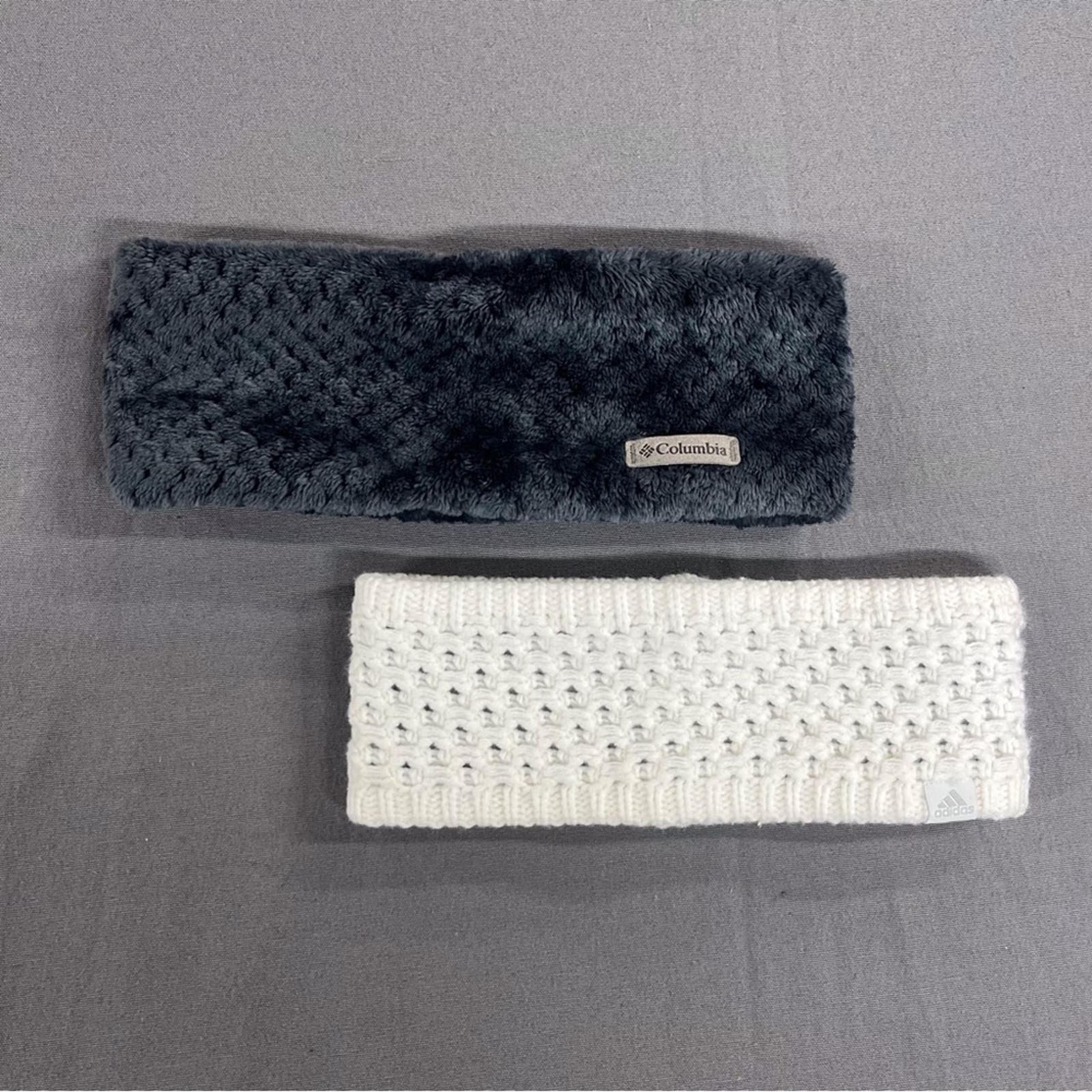 Adidas & Columbia Fleece Winter Headband Bundle White and Gray Knit Women's