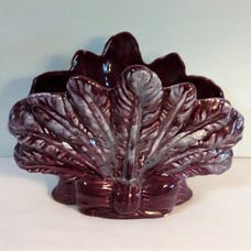 Vintage Royal Haeger Plum Color Leaf Planter with Bow