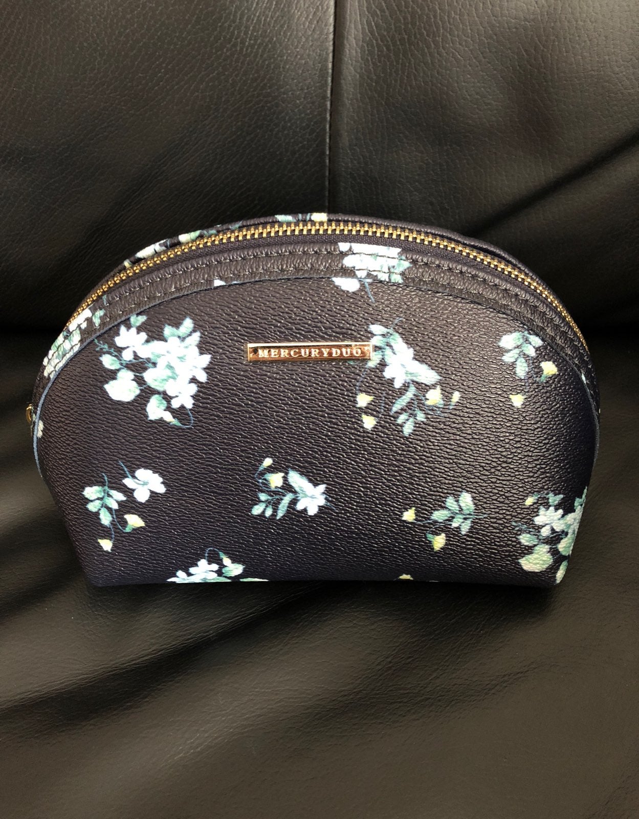 Mercury duo navy blue flower pouch