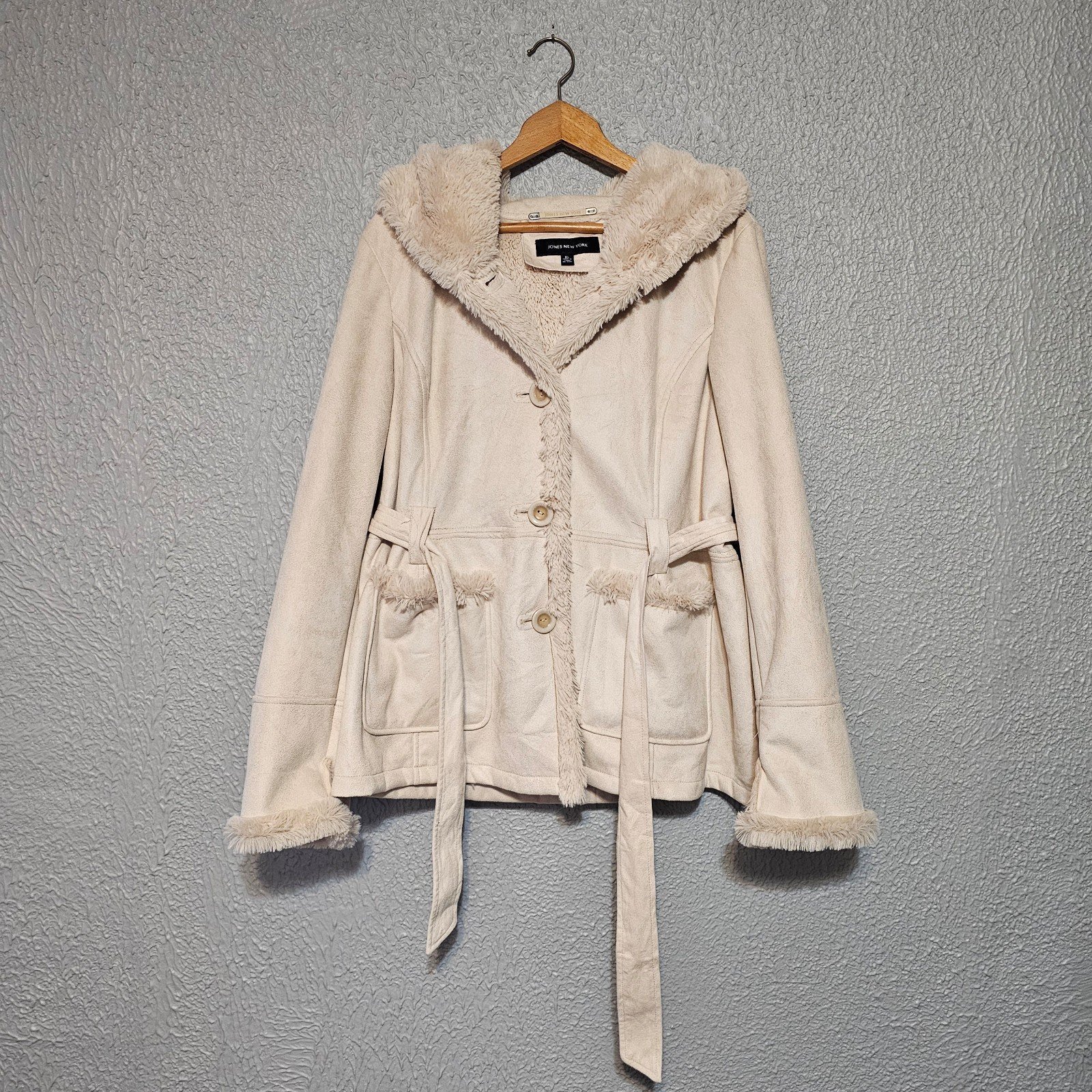 Y2K Jones New York Penny Lane Coat Womens XL Boho Fur 70s Hippie Cottagecore