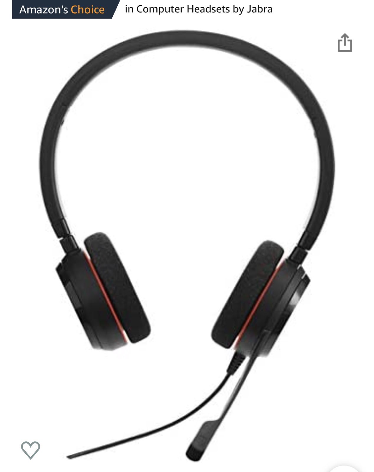 Jabra Evolve 20 UC Wired Headset, Stereo Professional Telephone Headphones