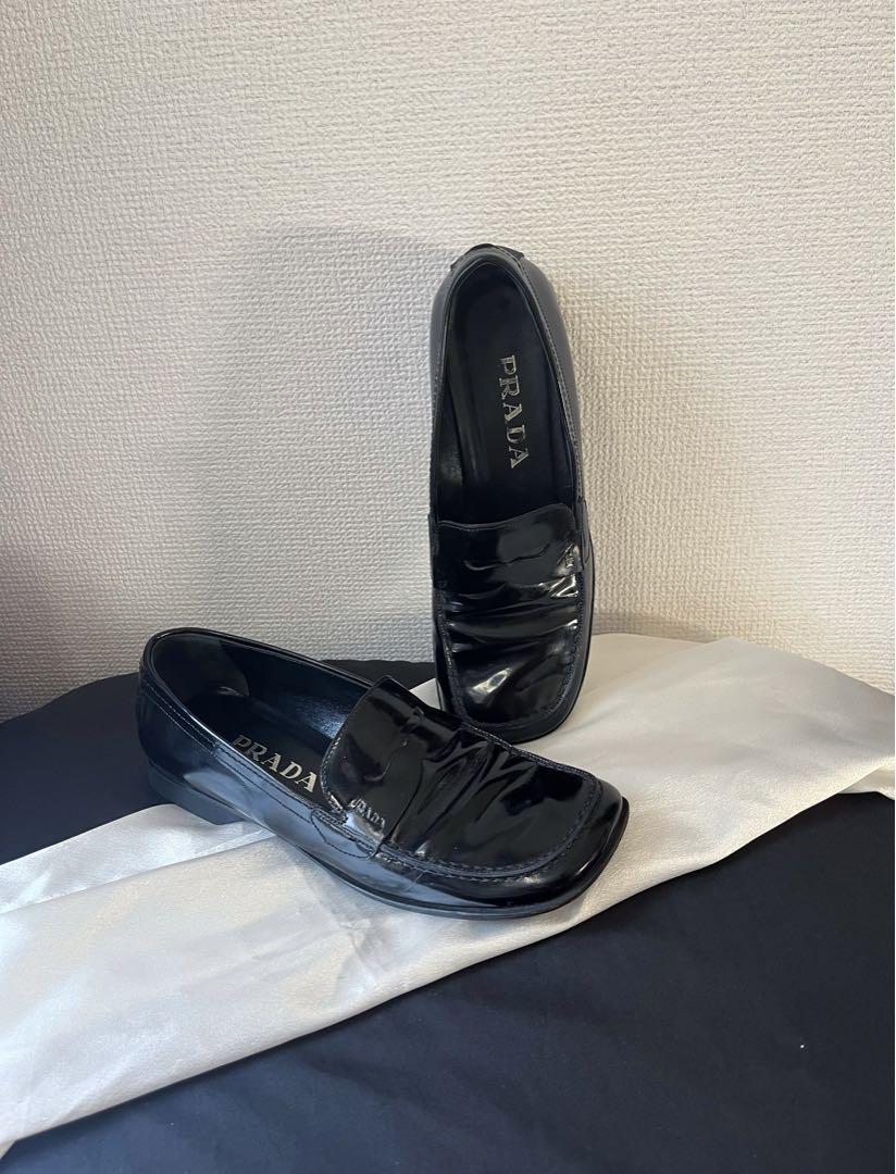 PRADA Enamel Black Loafers Size 36 Made in Italy