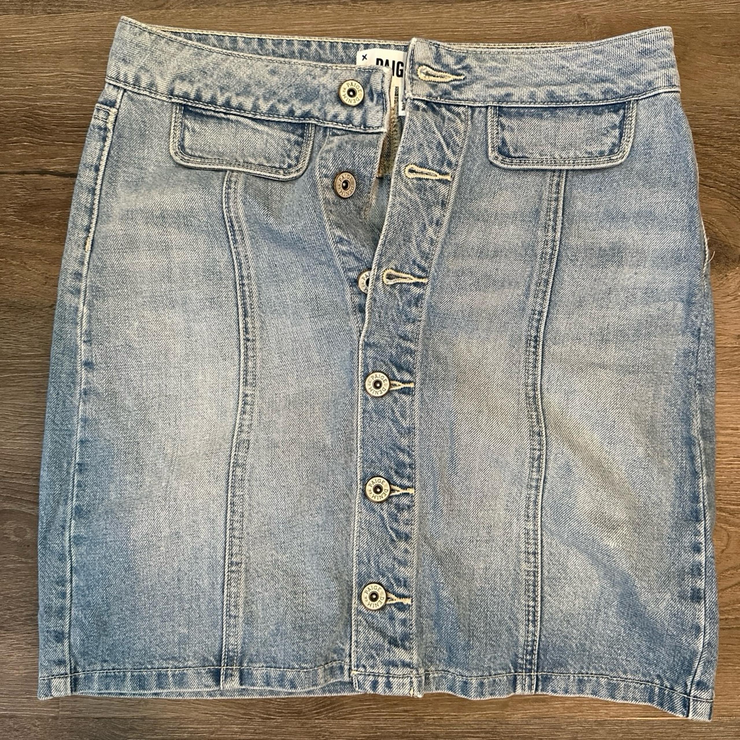 PAIGE Denim Bianca Ambrose Light-wash Size 25 Button Down Mini Jean Skirt