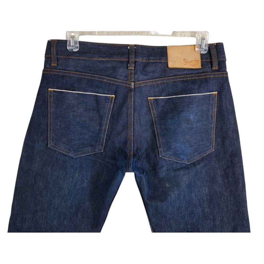 Soso Blue Jeans Selvedge Raw Denim Tapered Mens 31 Buttonfly (34x31.5) Slim Fit