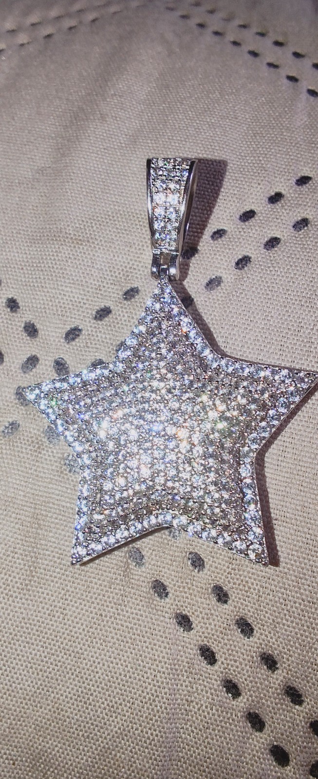 .925 sterling silver simulated diamond star pendant