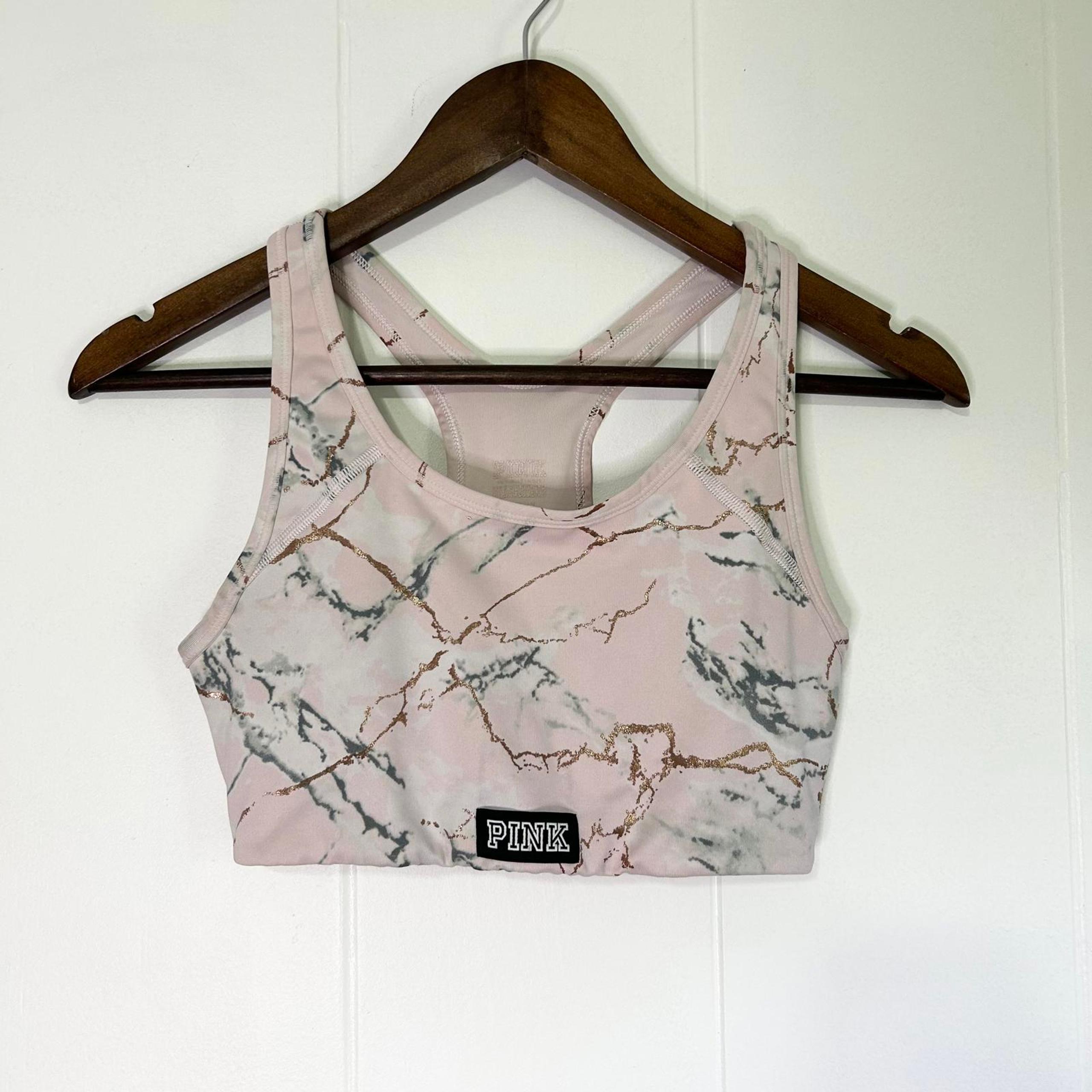 Victorias Secret Pink Marble Active Activewear Sports Bra Women's Small