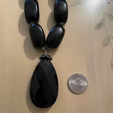 Barse Natural Black Stone Sterling Silver 925 Women's Necklace Signed Adjustable