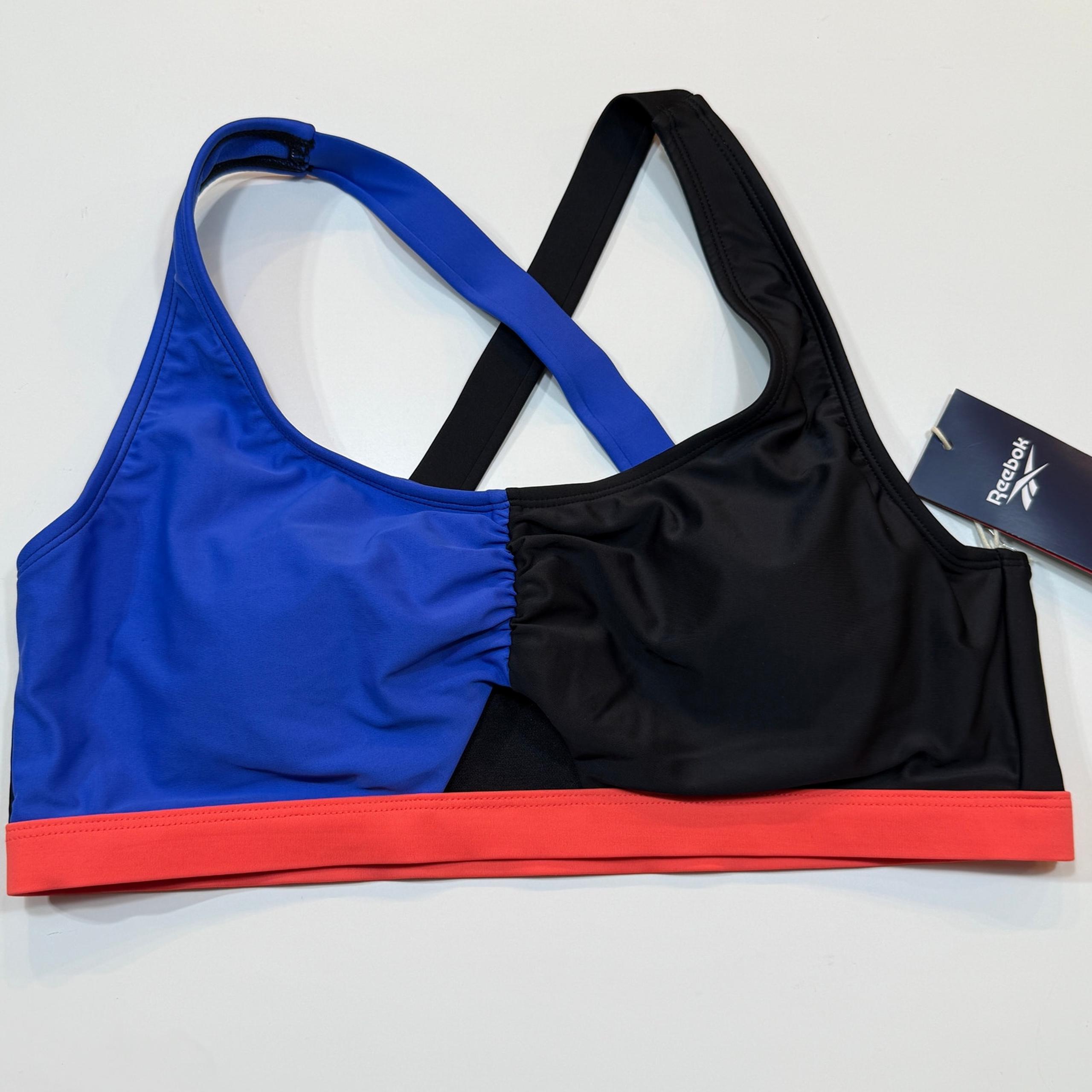 Reebok Long Line Color Block Bralette, Black, Small
