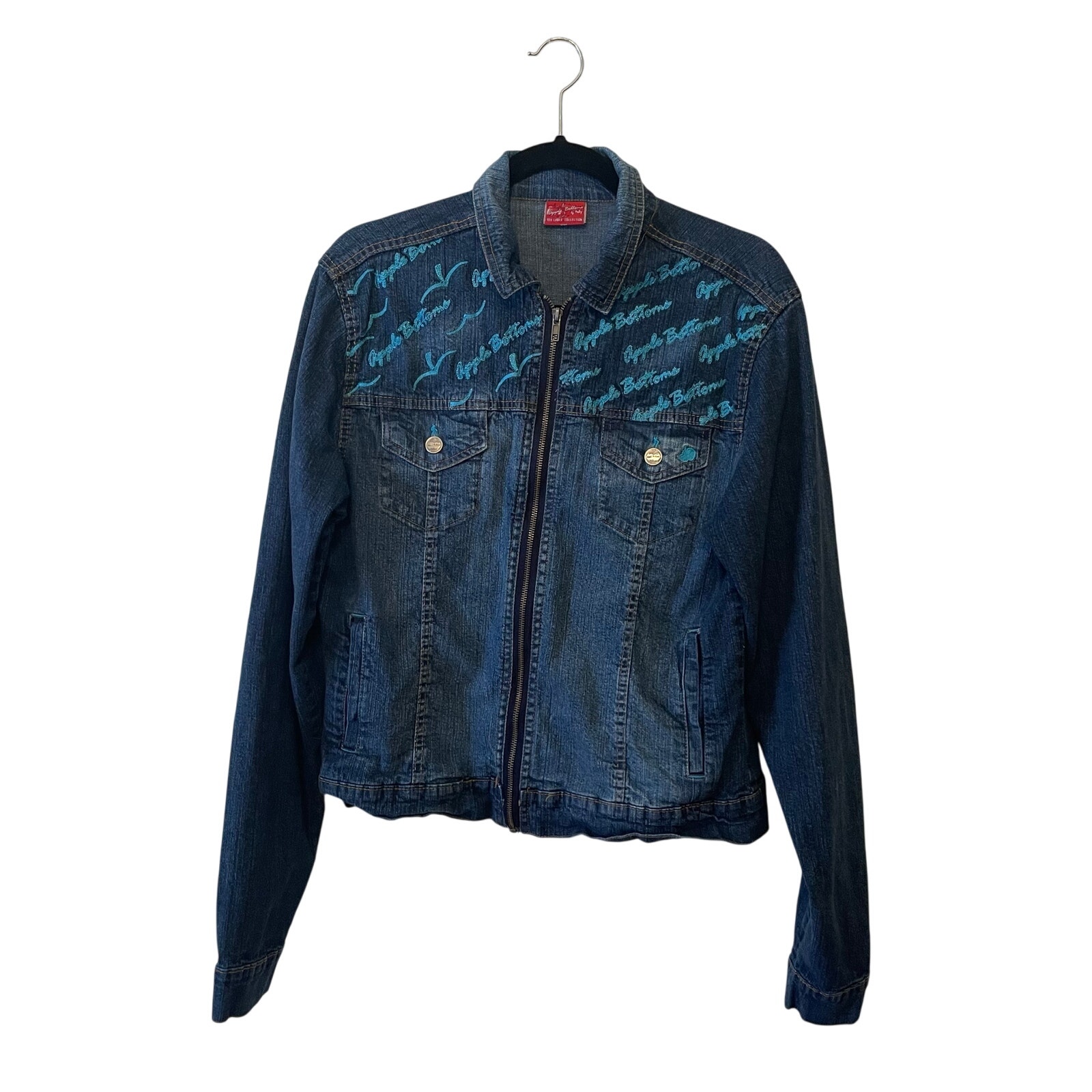 Apple Bottoms by Nelly Black label M long sleeve jacket blue denim spellout