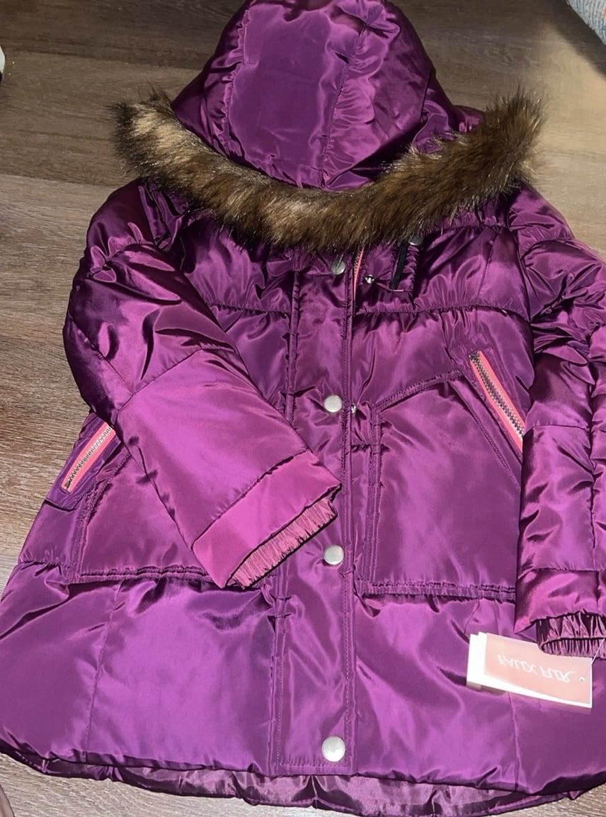 Jessica Simpson M 10/12 parka jacket with faux fur trim hood. NWT.
