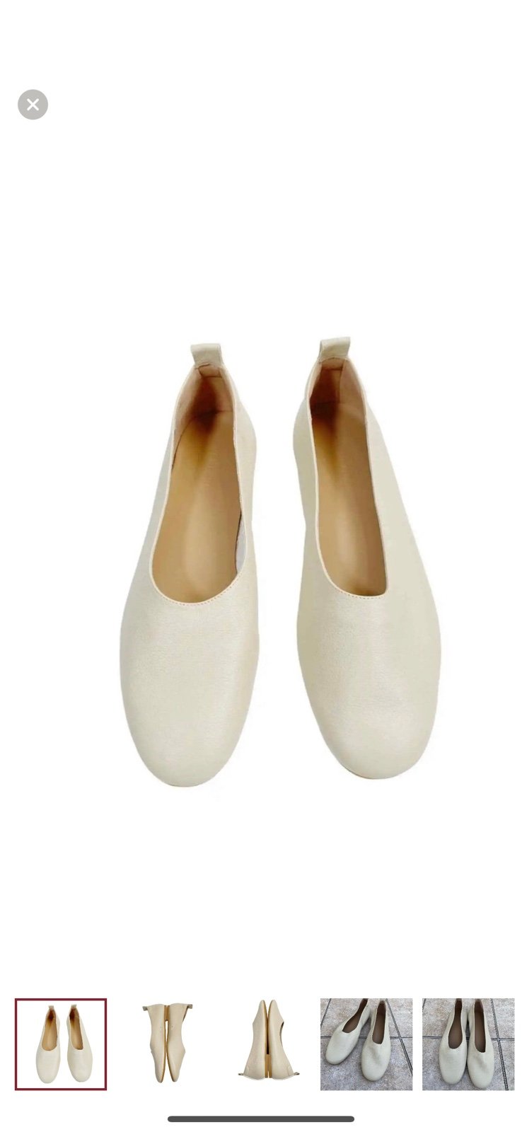 EVERLANE The Italian Leather Round Toe Day Glove Flats in Cream US 10 1/2
