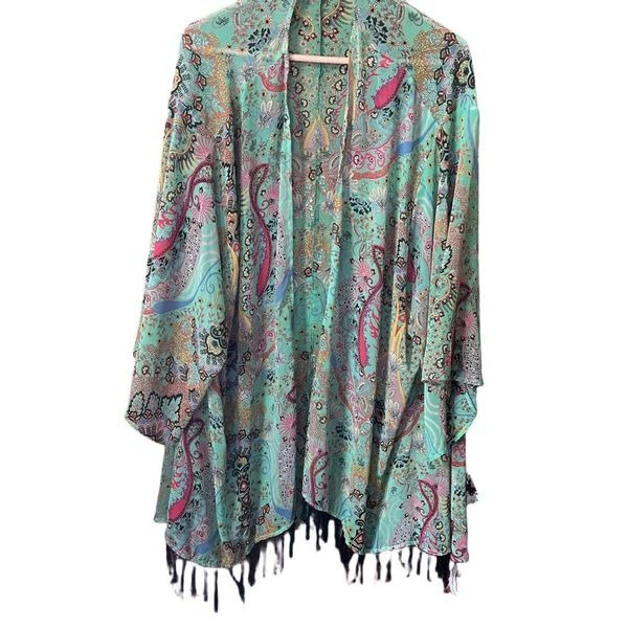 Boho festival paisley fringe oversized one size kimono