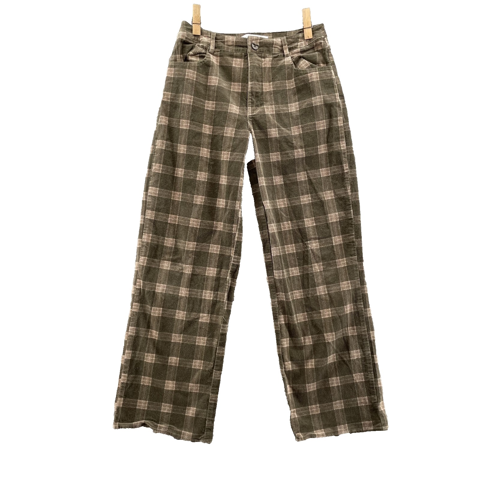 Altar'd State Corduroy Pants Women's Small Plaid Academia 70's Cabin University