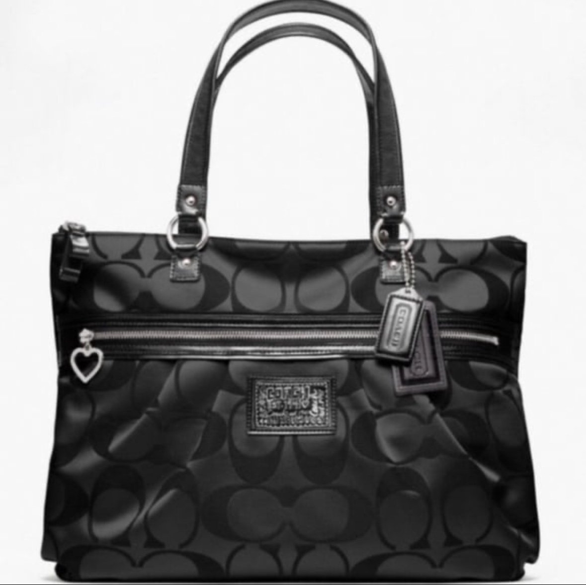 NWT Coach Daisy Poppy Tote Signature F20026 Handbag Black / Black